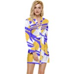 Print Pattern Warp Lines Long Sleeve Satin Robe