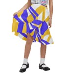 Print Pattern Warp Lines Kids  Ruffle Flared Wrap Midi Skirt