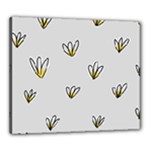 Pattern Leaves Daisies Print Canvas 24  x 20  (Stretched)