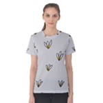 Pattern Leaves Daisies Print Women s Cotton T-Shirt