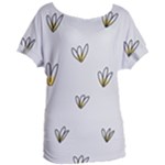 Pattern Leaves Daisies Print Women s Oversized T-Shirt