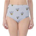 Pattern Leaves Daisies Print Classic High-Waist Bikini Bottoms