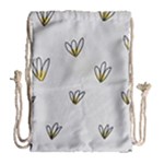 Pattern Leaves Daisies Print Drawstring Bag (Large)