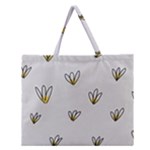 Pattern Leaves Daisies Print Zipper Large Tote Bag