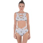 Pattern Leaves Daisies Print Bandaged Up Bikini Set 