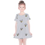 Pattern Leaves Daisies Print Kids  Simple Cotton Dress