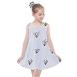 Pattern Leaves Daisies Print Kids  Summer Dress