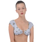 Pattern Leaves Daisies Print Cap Sleeve Ring Bikini Top