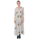 Pattern Leaves Daisies Print Button Up Maxi Dress