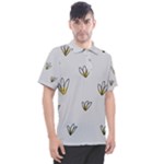 Pattern Leaves Daisies Print Men s Polo T-Shirt