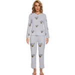Pattern Leaves Daisies Print Womens  Long Sleeve Lightweight Pajamas Set
