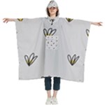 Pattern Leaves Daisies Print Women s Hooded Rain Ponchos