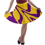 Waves Pattern Lines Wiggly A-line Skater Skirt