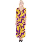 Waves Pattern Lines Wiggly Quarter Sleeve Wrap Maxi Dress