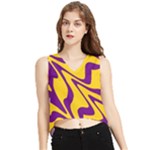 Waves Pattern Lines Wiggly V-Neck Cropped Tank Top