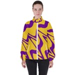 Waves Pattern Lines Wiggly Women s High Neck Windbreaker