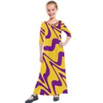Waves Pattern Lines Wiggly Kids  Quarter Sleeve Maxi Dress