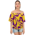 Waves Pattern Lines Wiggly Off Shoulder Short Sleeve Top