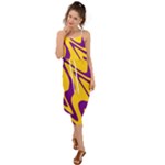 Waves Pattern Lines Wiggly Waist Tie Cover Up Chiffon Dress