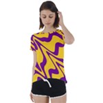 Waves Pattern Lines Wiggly Short Sleeve Open Back T-Shirt