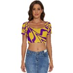 Waves Pattern Lines Wiggly Short Sleeve Square Neckline Crop Top 