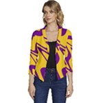 Waves Pattern Lines Wiggly Women s Casual 3/4 Sleeve Spring Jacket