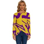 Waves Pattern Lines Wiggly Long Sleeve Crew Neck Pullover Top