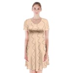 Lines Pattern Wiggly Minimal Print Short Sleeve V-neck Flare Dress