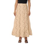 Lines Pattern Wiggly Minimal Print Tiered Ruffle Maxi Skirt