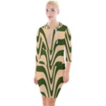 Swirl Pattern Abstract Marble Quarter Sleeve Hood Bodycon Dress