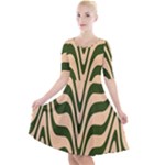 Swirl Pattern Abstract Marble Quarter Sleeve A-Line Dress