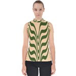 Swirl Pattern Abstract Marble Mock Neck Shell Top