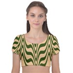 Swirl Pattern Abstract Marble Velvet Short Sleeve Crop Top 