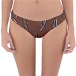 Feather Leaf Pattern Print Reversible Hipster Bikini Bottoms