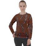 Feather Leaf Pattern Print Women s Long Sleeve Raglan T-Shirt