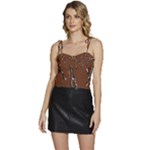 Feather Leaf Pattern Print Flowy Camisole Tie Up Top