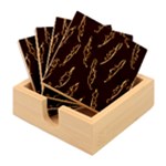 Feather Leaf Pattern Print Bamboo Coaster Set