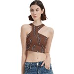 Feather Leaf Pattern Print Cut Out Top