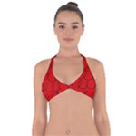 Red Background Wallpaper Halter Neck Bikini Top