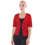 Red Background Wallpaper Cropped Button Cardigan