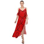 Red Background Wallpaper Maxi Chiffon Cover Up Dress