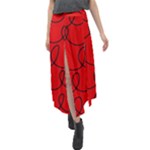 Red Background Wallpaper Velour Split Maxi Skirt