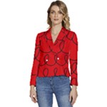Red Background Wallpaper Women s Long Sleeve Revers Collar Cropped Jacket