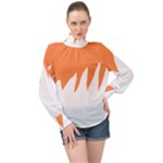 Orange Background Halloween High Neck Long Sleeve Chiffon Top