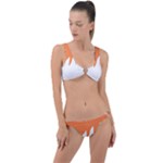 Orange Background Halloween Ring Detail Crop Bikini Set