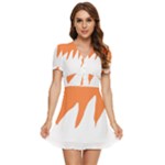 Orange Background Halloween V-Neck High Waist Chiffon Mini Dress