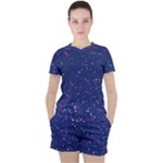 Texture Grunge Speckles Dots Women s T-Shirt and Shorts Set