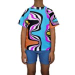 Liquid Warp Background Orange Blue Kids  Short Sleeve Swimwear