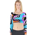 Liquid Warp Background Orange Blue Long Sleeve Crop Top