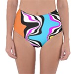 Liquid Warp Background Orange Blue Reversible High-Waist Bikini Bottoms